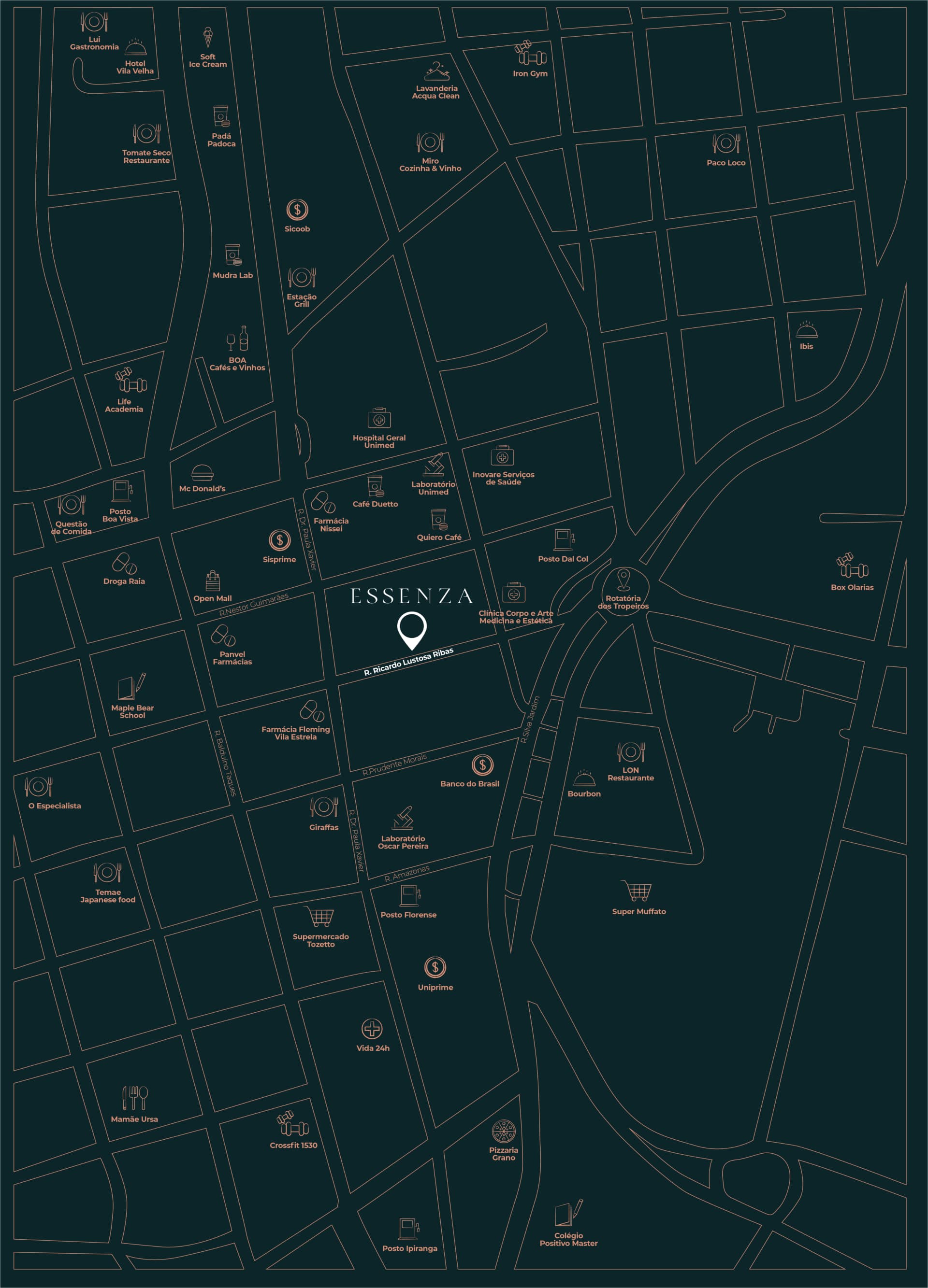 Mapa de localização do empreendimento Essenza em Ponta Grossa